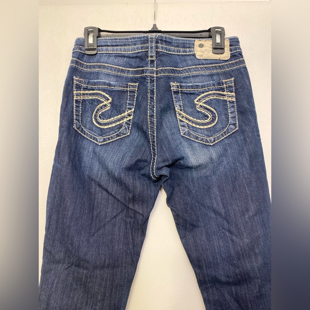 Silver Jeans Vintage Dark Straight Leg Women's Denim Jeans Natsuki Capri Size 27